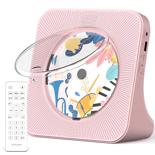 Greadio CD-Player Tragbar mit Bluetooth 5.0,CD-Musik-mit Fernbedienung,HiFi-Sound-Lautsprecher,Staubschutz,LED-Bildschirm,FM-Radio,unterst&uuml;tzt AUX/USB,Kopfh&ouml;rerbuchse f&uuml;r Geschenk