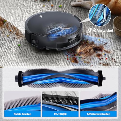 EOVWAEO 25 Stück Zubehörset für ECOVACS DEEBOT T50 PRO Omni / T50 PRO Omni Gen2 / T50 Omni Saugroboter, Ersatzubehör 2 Hauptbürste 6 Wischpads 6 Staubbeutel 6 Seitenbürste 4 Filter 1 Reinigungsbürste