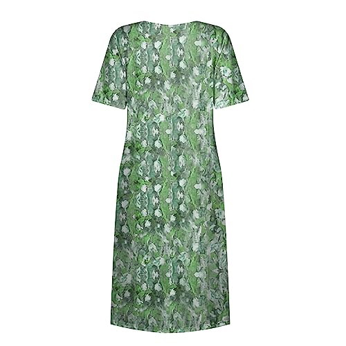 Below The Knee Short Sleeve Cover Up Ladies Dressy Classic Summer Soft Graphic Cotton Dress for Women.3