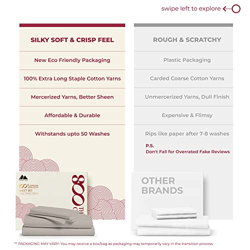 Mayfair Linen Rv Short Queen 100% Cotton Sheets Set - 4 Piece Taupe Bed Sheets For Rv Queen Size Bed, Long Staple Cotton, Sateen Weave For Soft And Silky Feel, Fits Mattress Upto 16'' Deep Pocket #TOP1