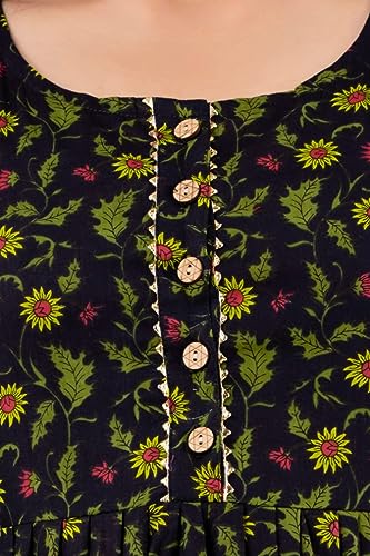 Image of Maternity Feeding Kurti for Women | Cotton Blend Anarkali Dress with Nursing Zip for Pre & Post Pregnancy