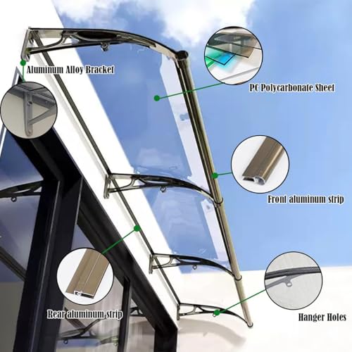 Auvent d'extérieur robuste en polycarbonate avec protection UV et design architectural