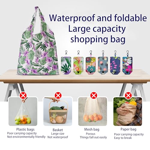 Hiqu And Hist GOUWUDAI-01 6 Pcs Reusable Shopping Bags, Foldable Grocery Bags In Pocket thumb #5