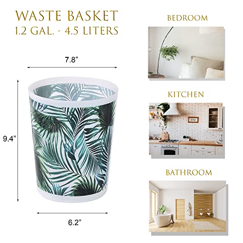 Evideco French Home Goods Tropical Printed Trash Can Wastebasket Plastic 4.5-Liters-1.2-Gal #TOP2