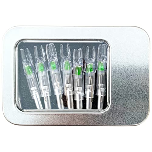 Lighted Nocks For Arrows, Crossbow Bolts (Pack Of 12 With Case), 0.244"/ 6.2 Mm Inside Diameter Led Archery Hunting (Green) #TOP1
