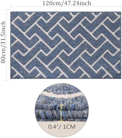 hicorfe Indoor Doormat,Front Back Door Mat Rubber Backing Non Slip,32"x48"Large Absorbent Resist Dirt Entrance Doormat Inside Floor Mats for Entryway Washable Low-Profile(Blue) - 1
