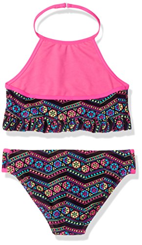 Angel Beach Girls High Neck Tribal Print Bikini Swim Set With Ruffles, Multi, 12 #TOP1