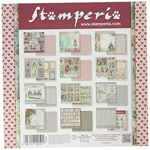 Bloco de papel Stamperia International KFT, pequeno, com 10 folhas dupla face, 20,3 x 20,3 cm, multi