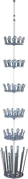 WENKO Telescopic Rack Achilles-for 30 Shoes and 6 Pairs of Boots, Powder-Coated Metal, White/Grey, 30 x 30 x 100-300 cm