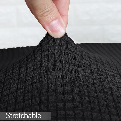 Image of HOKIPO Water Repellent Office Chair Cover for Task Chair - 210 GSM Stretchable Jacquard - Washable & Anti-Slip - Fits Small Office Chairs Without Headrest, Black (AR-5007-BLK)