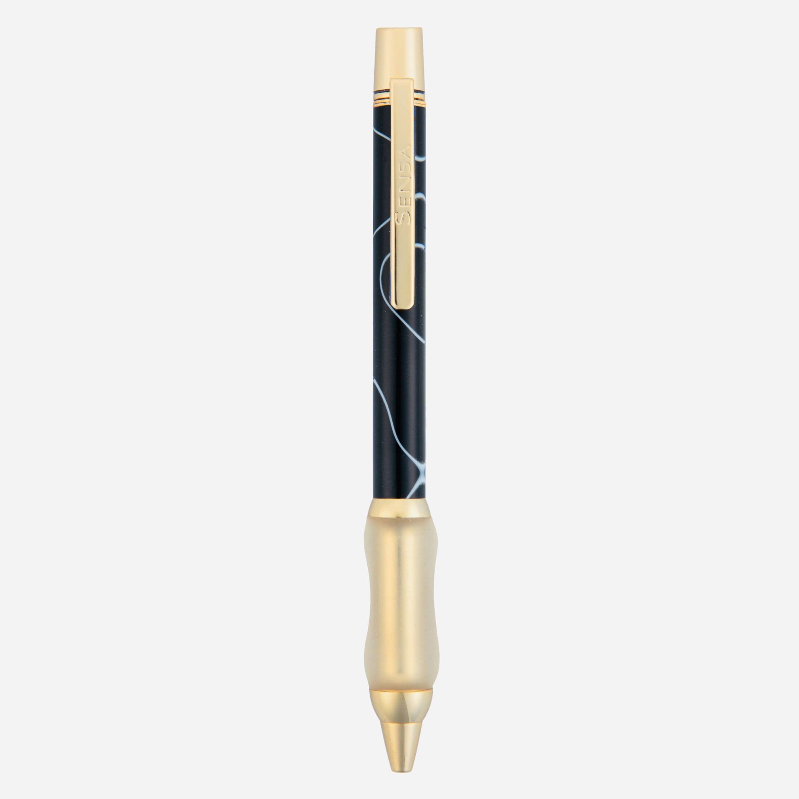 Sensa METRO Classic Retractable Ballpoint Pen (GOLD Piano Black Swirl)