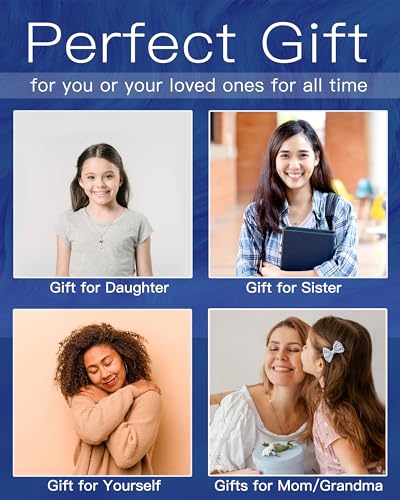 Cross Necklace with Genuine Heart Birthstone for Women, Love and Faith, Birthday Gifts for Her2