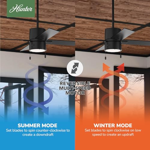 Image of Hunter Beck, Indoor, Ceiling Fan, with LED Light, 52 inch, Matte Black