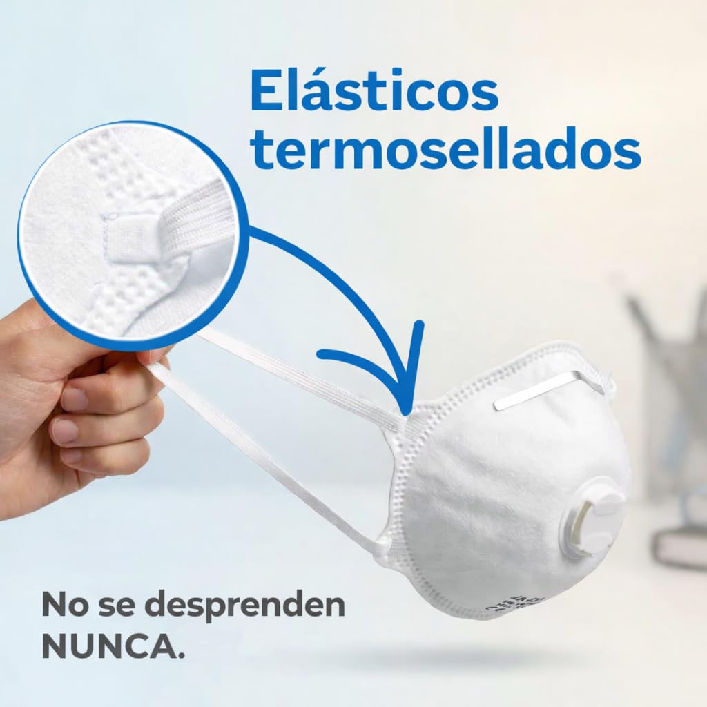 10 Mascarillas Homologadas de Certificación CE, Mascarilla FFP3 con Válvula de 5 Capas, Máscara Contra de Polvo y Partículas, Mascarilla de Protección Personal con Filtros de Calidad BFE≥99, 10 Piezas - 2