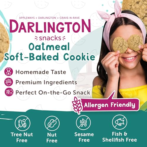 Image of Darlington Snacks Individually Wrapped Oatmeal Cookies Soft Baked, 100% Nut Free Soft Baked Cookies Oatmeal, Made in USA, 0.75 Oz, 216 Count