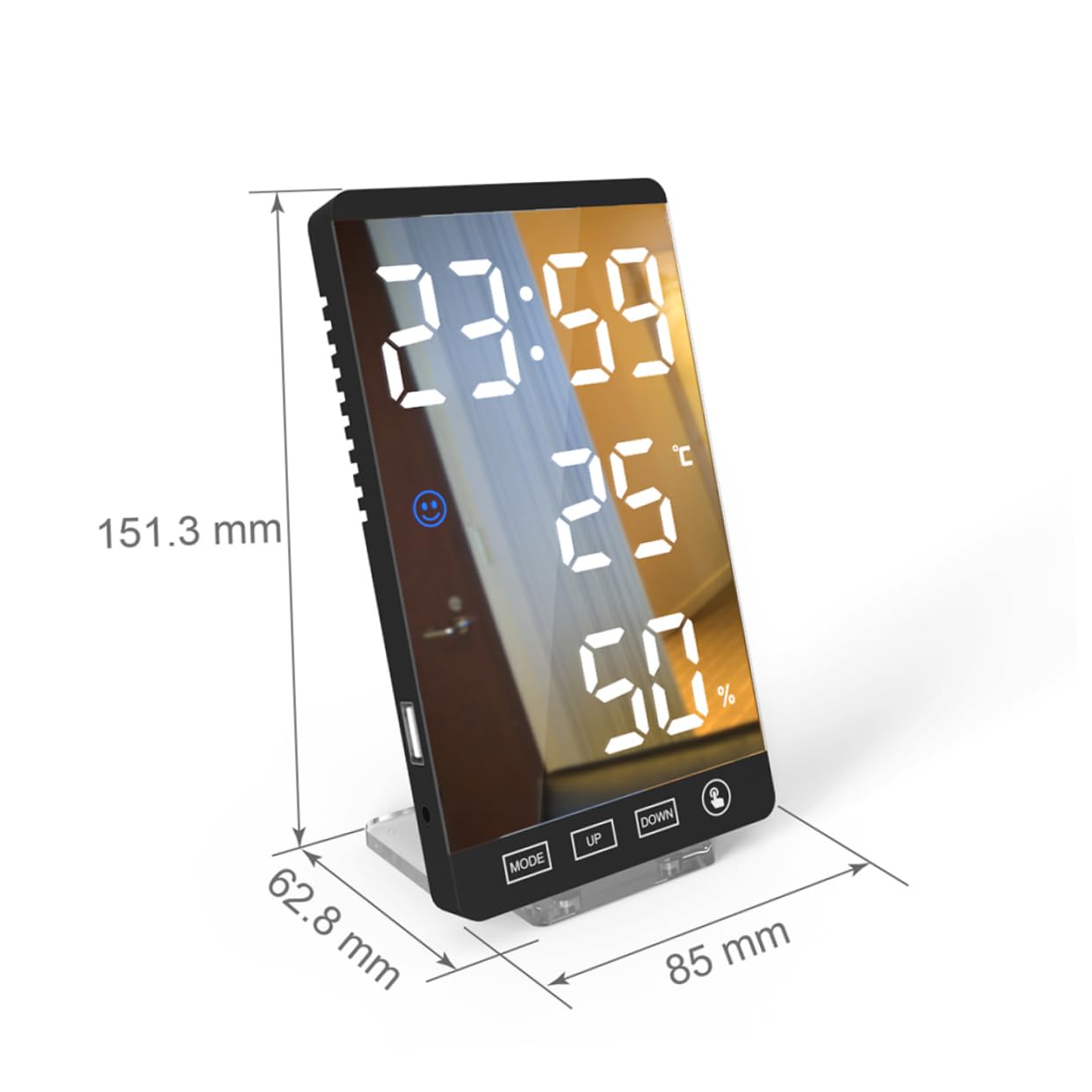 Reloj Despertador LED Negro con Pantalla Digital y USB