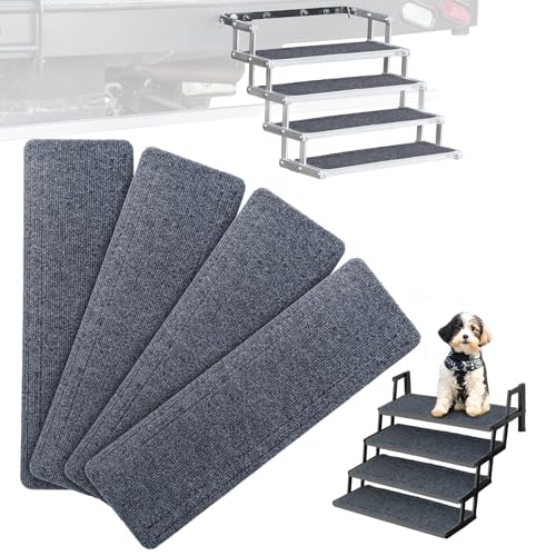 Image of HOMEE RV Step Covers 4 Packs,RV Stair Cover 24 inchx 7.5 inch,RV Camper Step Covers with Self Adhesive for RV Ladders Trailers Truck Campers Steps Treads,Non-Slip Outdoor RV Step Carpet