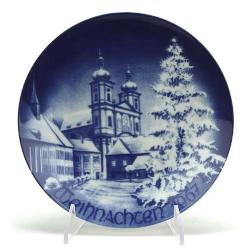 Christmas Plate by Bareuther, Porcelain Decorators Plate, Stiftskirch