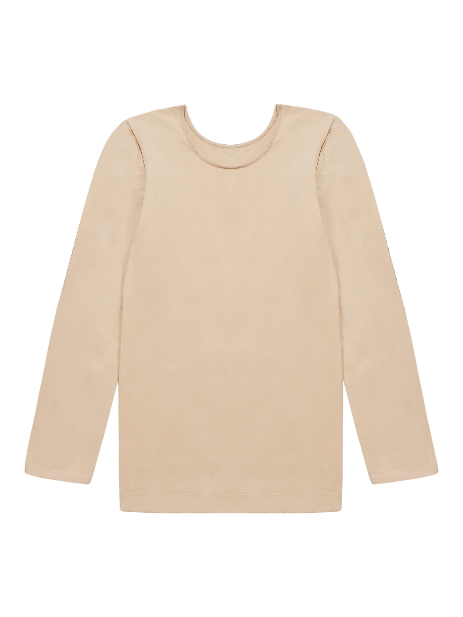 dPois Mädchen Thermo Unterwäsche Langarm Shirt Oberteil Tops Rundhals Thermohemd in Hautfarbe Schwarz Weiß Kinder Tanzkleidung