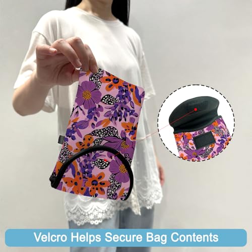 Image of Neoprene Cell Phone Sleeve Pouch Case Bag with Crossbody Strap Neck Lanyard for Women 7.5 X 4.3 in Purple Flower
