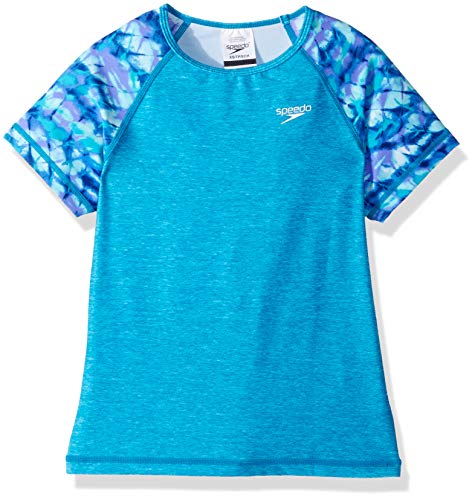 Speedo Girls Printed Short Sleeve Rash Guard Shirt