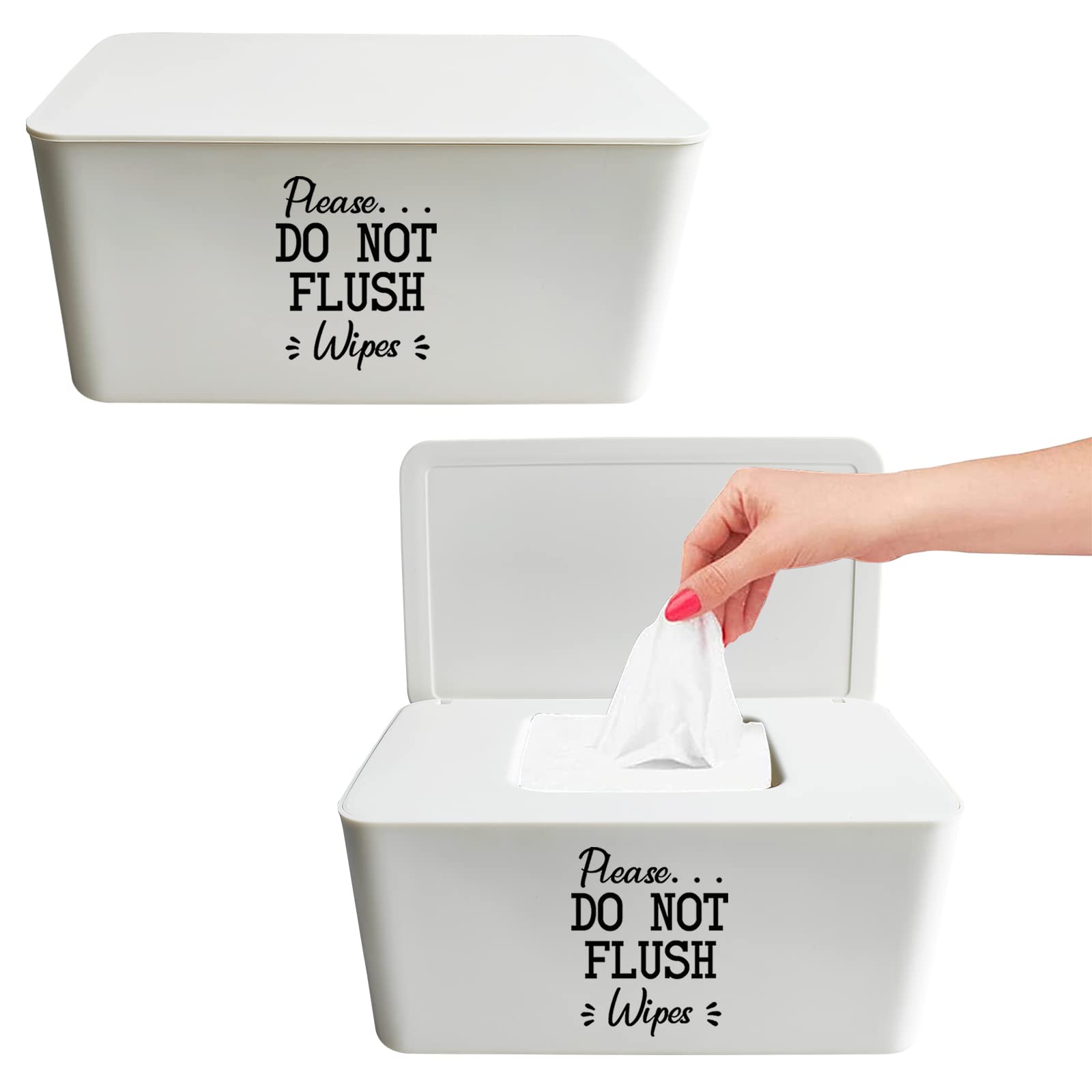 Moorfowl 2 Pack Baby Wipes Dispenser for Bathroom Please DO NOT Flush Wipes Holder Container