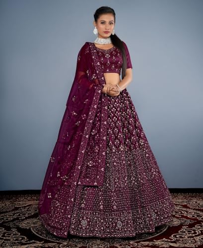 Lehenga 7352 filet avec strass diamant pour silhouette Large