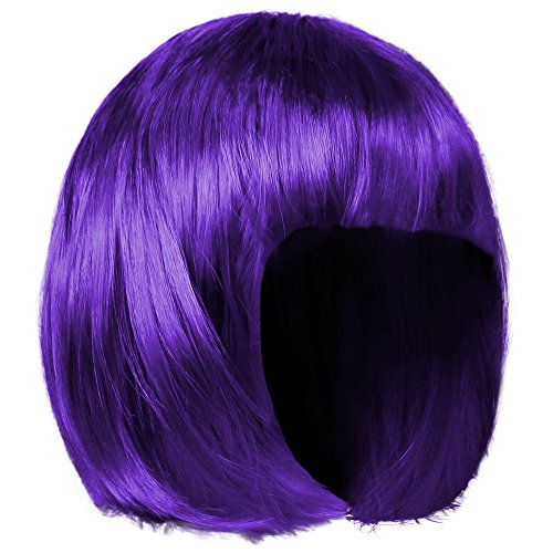 shenky - Parrucca Donna - Ideale per Carnevale - Taglio Corto/Bob - Viola