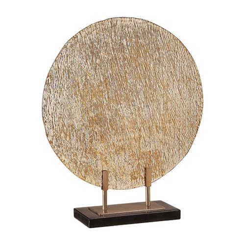 Uttermost Layan 21" High Gold Rippled Art Glass Charger con soporte miniatura 3