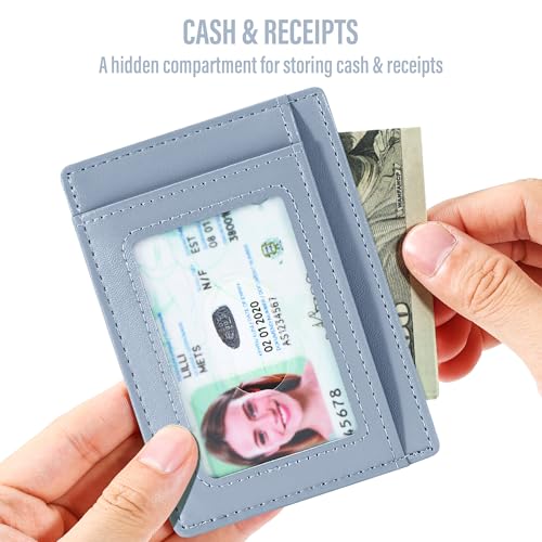 Image of Travelambo Slim Wallet Front Pocket Minimalist Leather RFID Blocking Medium Size