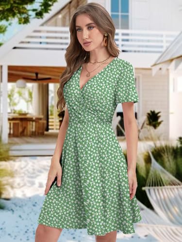 Image of MixShe Sundresses for Women 2026 Floral Summer Elegant Beach Classy Fashion Casual Outfit Plus Size Floral Green X-Large