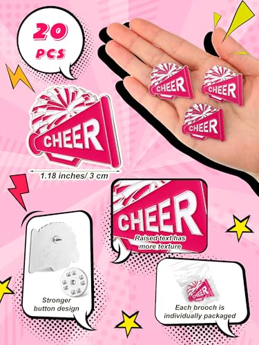 Image of Landical 20 Pcs Cheer Enamel Pins Bulk, Ideal as Cheerleading Teams' Gifts, Souvenirs, Accessories, Jewelry, Goodie Bag Stuffers, and Party Supplies