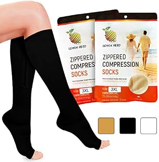 Zipper Compression Socks with Zip Guard Skin Protection & Open Toe