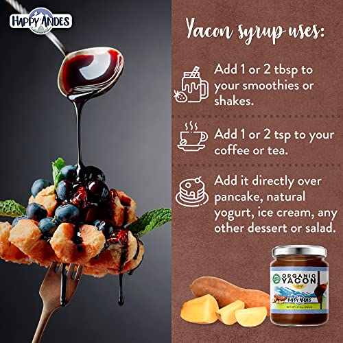 Happy Andes Organic Yacon Syrup Oz. 100 Vegan Raw Lowcalorie Peruvian Sweetener Sugar Substitute For Blood Glucose Control Healthy Glutenfree Nongmo Natural Prebiotic Superfood. thumb #2