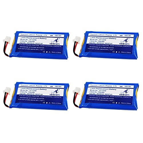 VINTRONS CS50, 65358-01, 64327-01, 64399-01 Battery for Plantronics CS50, CS55, CS60, Savi 710, Savi W720, 65358-01, 64327-01, 64399-01, (Pack of 4)