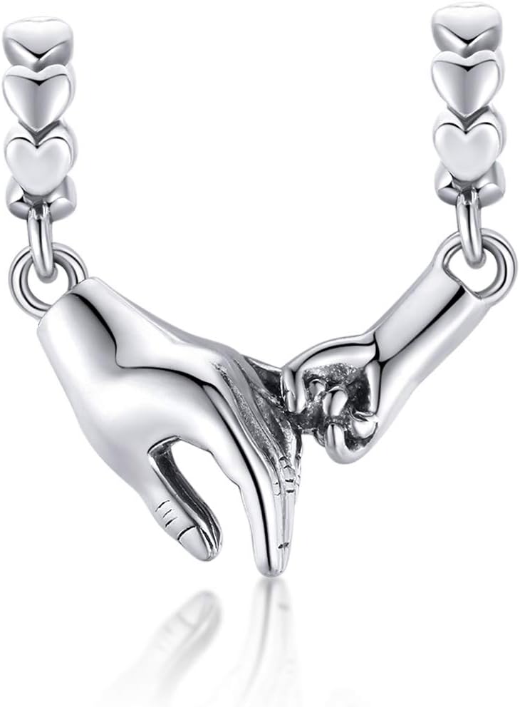 YASHUOI Love You Forever,Heart Key Charm fit Pandora Bracelet 925 Sterling Silver Safety Chain Charm for Bracelet (Hand Safety Chain)