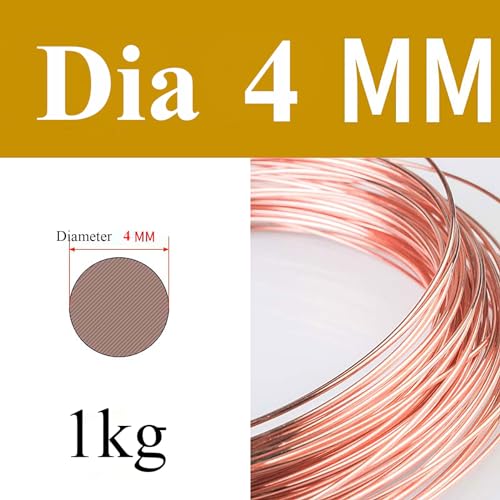 COYOUCO Copper Wire, 4/4.5/5Mm Diameter, 1Kg Weight, Bare Solid Copper Wire for Crafting, Jewelry, Electrical, Industry,4mm*1kg