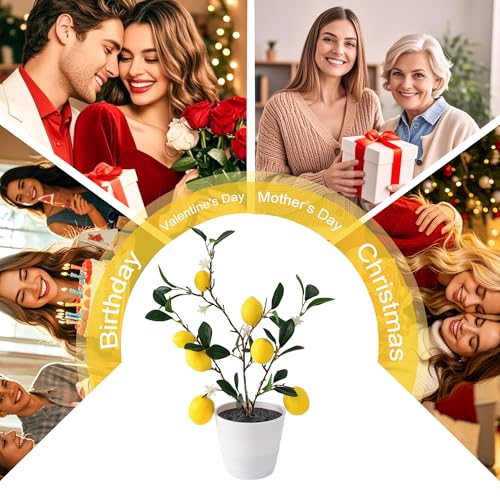 Image of Artificial Lemon Tree Lamp Night Light, Lemon Lamp for Home Shop Cafe Wedding Decor, Gifts for Women Mom Grandma Girlfriend on Birthday Christmas Valentines Mothers Day