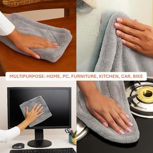 Image of 1500 GSM Microfiber Drying Towel 60x40 cm | Twisted Loop Ultra Plush Edgeless Cloth | Super Absorbent Lint Free Scratch Free for Car Bike Kitchen Home Cleaning | Auto Detailing | Grey