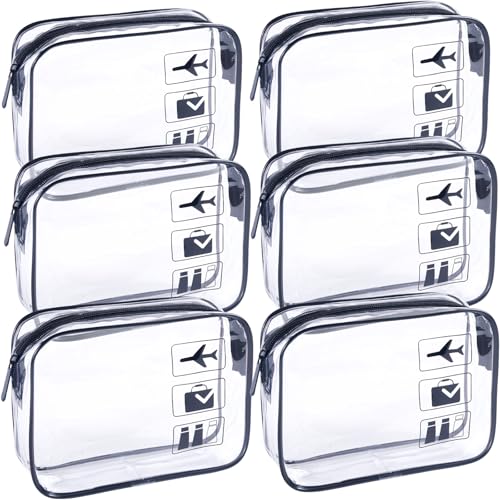 TREALDATE Clear Makeup Bags TSA Approved Toiletry Bag-6Pack
