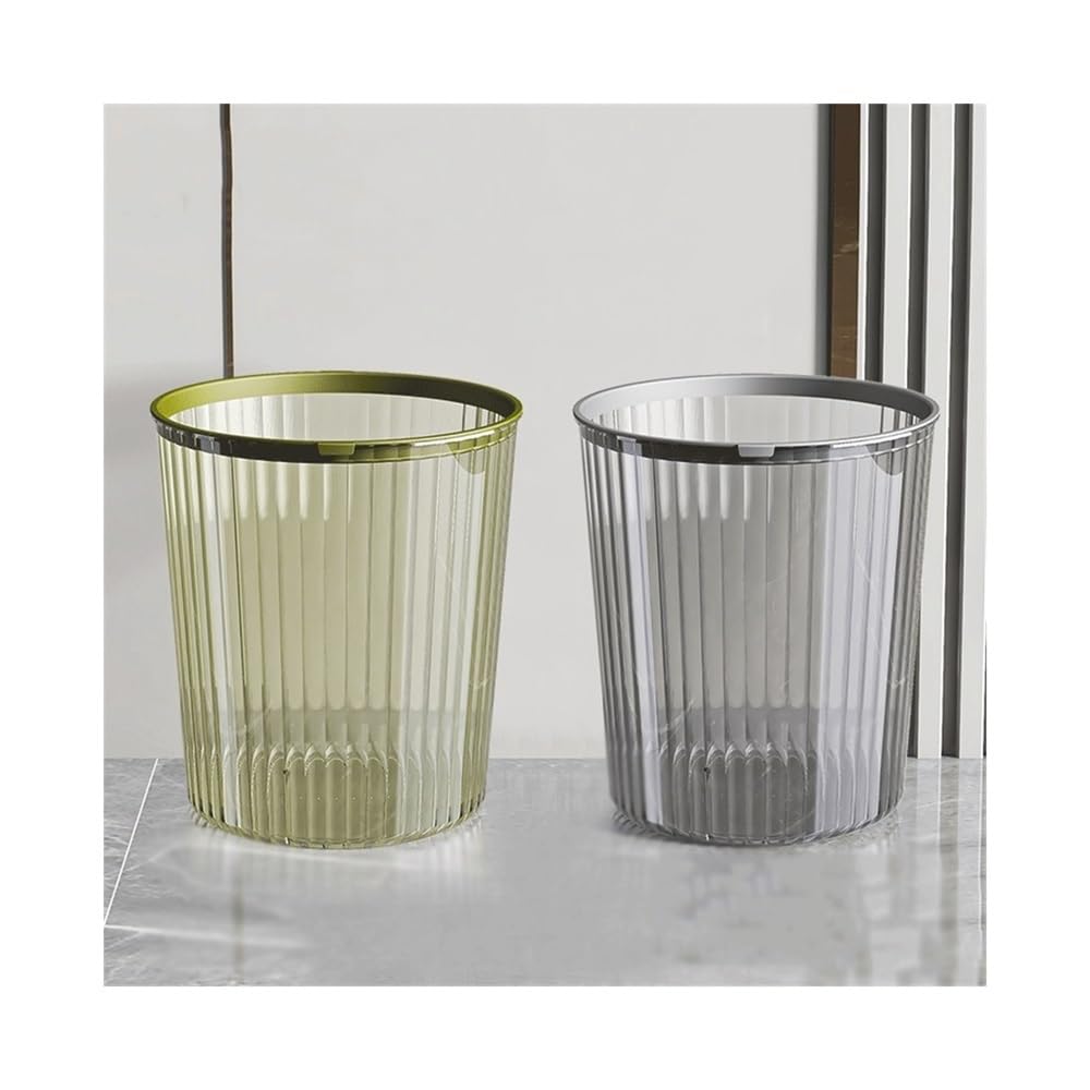 Poubelle plastique sans couvercle grise et verte lot de deux poube
