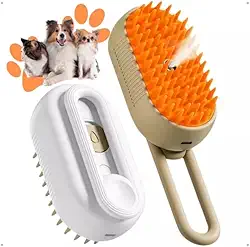 Escova 3 em 1 Massageadora – Escova a vapor para pets, ideal para cães e gatos, com alça dobrável. Para remoção de pelos soltos e enrolados Recarregável