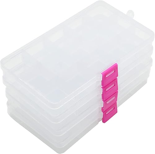 Yansanido 4 piezas de 15 rejillas de 6.85 x 3.85 pulgadas, ajustable, pequeño y extraíble, de plástico transparente, organizador de joyas, caja de