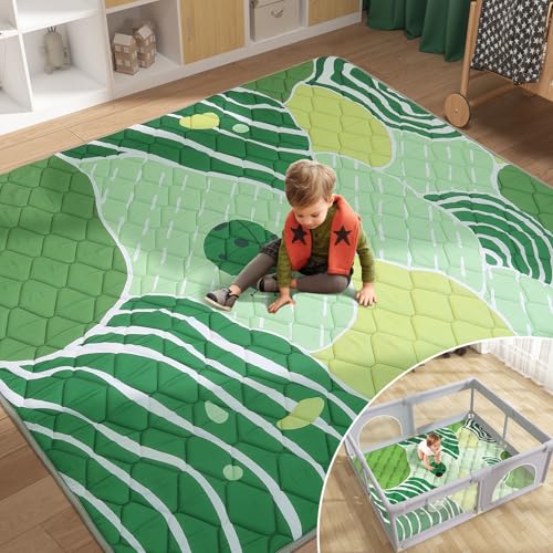 Jinrobabes Baby Play Mats for Floor, Anti-Slip Extra Large Playpen Mat, Thicken Padded Playmat for Babies & Toddlers (Ladybug, 150X180CM)