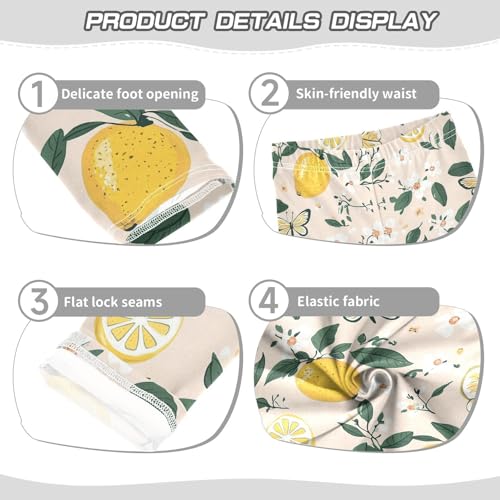 Wusikd Cute Lemons Girls' Leggings Toddler Doodles Butterflies Flowers Kids Yoga Pants Dance Active Tights 4T3