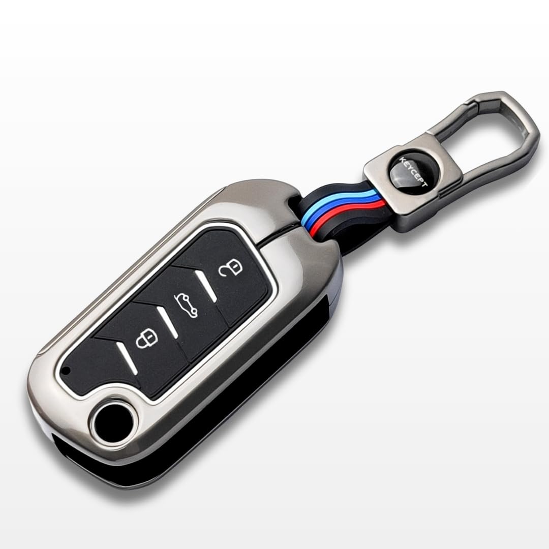 Keycept™ Metal Alloy Key Cover Compatible for Mahindra Scorpio N Classic,3Xo,Xuv 300,Marazzo,Xuv 400,Bolero,Thar Roxx,Tuv 300,Ev 3 Button Flip Key with Keychain (Type M1).-image-26