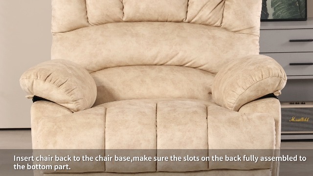 Sillón reclinable tela beige extra ancho miniatura 7