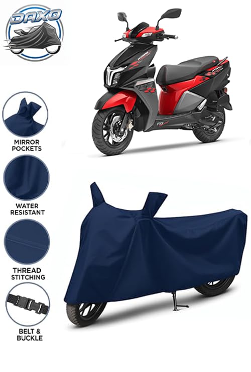 Image of Waterproof Scooty Cover for TVS Ntorq 125 | All Weather Protection from Rain, Dust, UV Rays & Scratches with Mirror Pockets & Buckle Belt | Ntorq 125 Scooty Cover