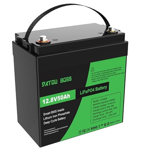DATOUBOSS Batería Litio 12V 50Ah Batería LiFePO4,15000+ Ciclos Profundo y 50A BMS Protección,Grado A Células de la Bateria para Autocaravana,Sistema Solar,Camper,Cortadora de Césped DATOUBOSS Batería Litio 12V 50Ah Batería LiFePO4,15000+ Ciclos Profundo y 50A BMS Protección,Grado A Células de la Bateria para Autocaravana,Sistema Solar,Camper,Cortadora de Césped