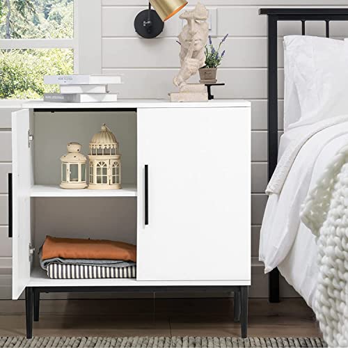 Kfo Storage Cabinet With Doors, White Accent Cabinet, Modern Free Standing Cabinet, Sideboard With Metal Base For Bedroom, Living Room, Kitchen And Office #TOP3